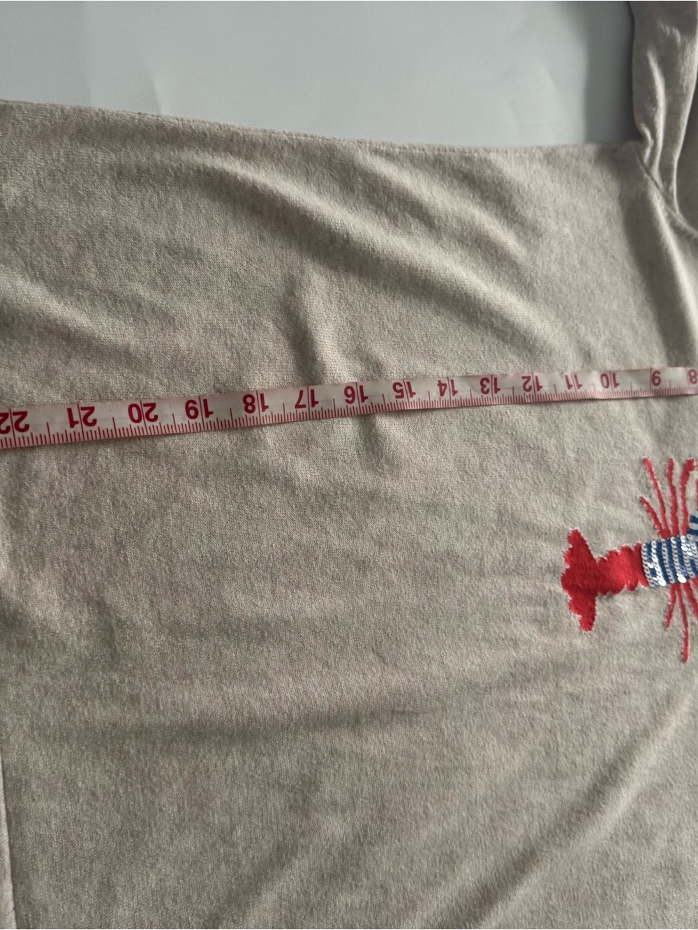 J. Crew Beige Crewneck Sweater with Red & Blue Lobster - Picture 7 of 7